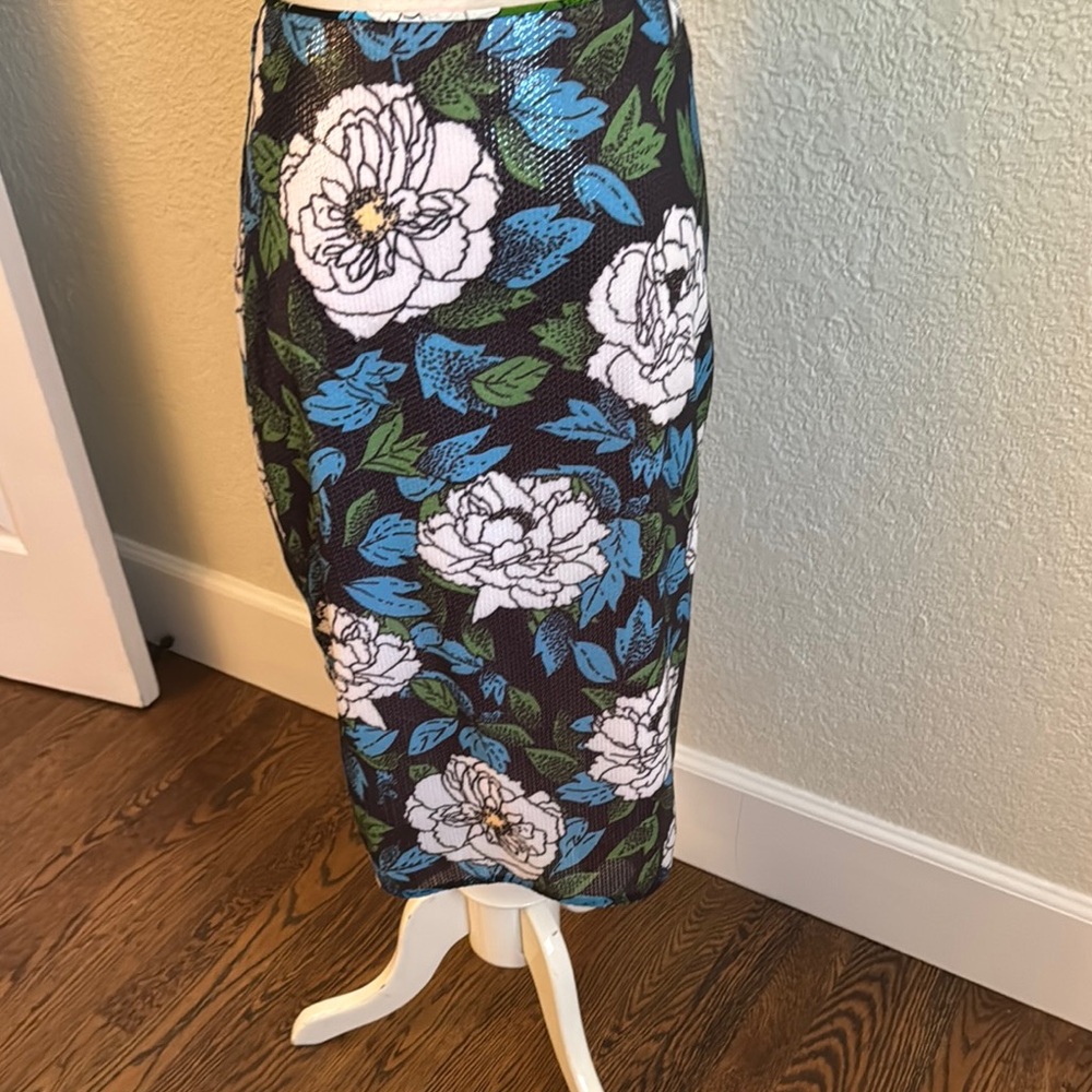 Diane Von Furstenberg Black and White Midi Pencil Skirt Cocktail